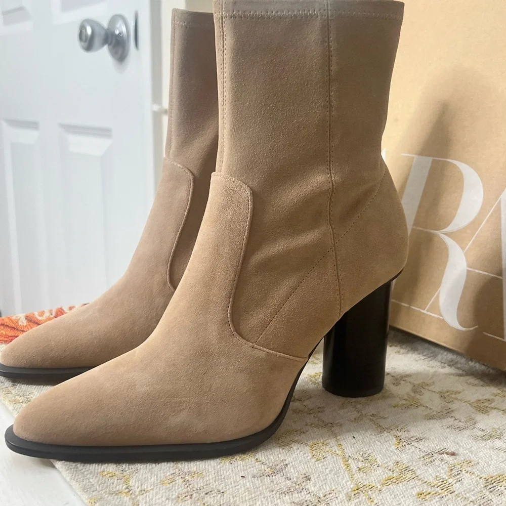 Zara Tan Suede Ankle Boots - Picture 10 of 13